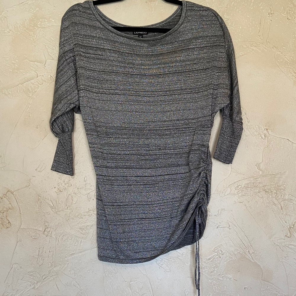 EXPRESS Silver Sweater with Side Tie